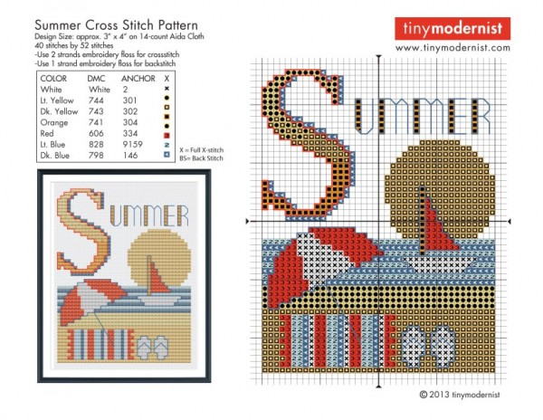 Check out this free summer themed cross-stitch chart 