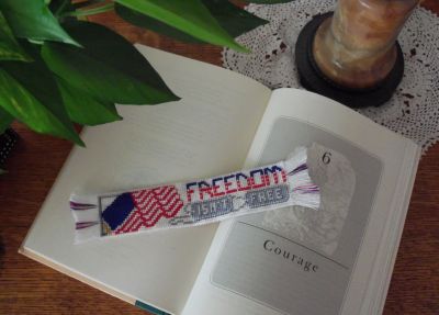 Freedom Isn't Free cross stitched bookmark