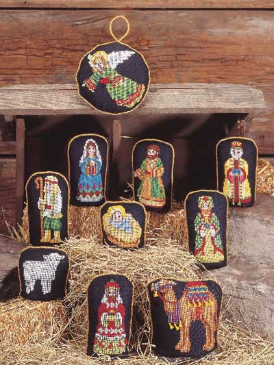 Cross stitch nativity scene