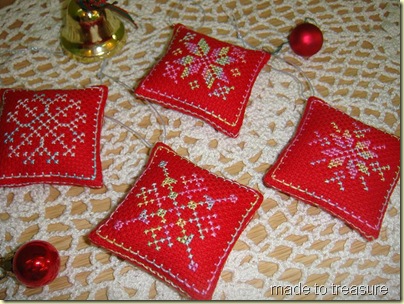 cross stitch snowflake ornaments