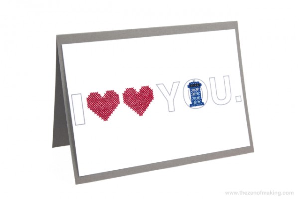 Doctor Who cross-stitched valentines