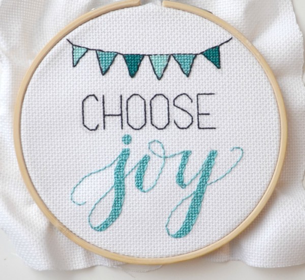 hand-lettered cross stitch design