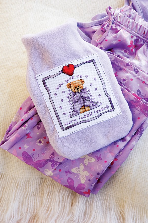 Cross stitch design for a homemade hot water bottle cover