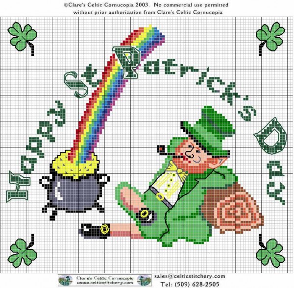 Leprechaun cross stitch pattern