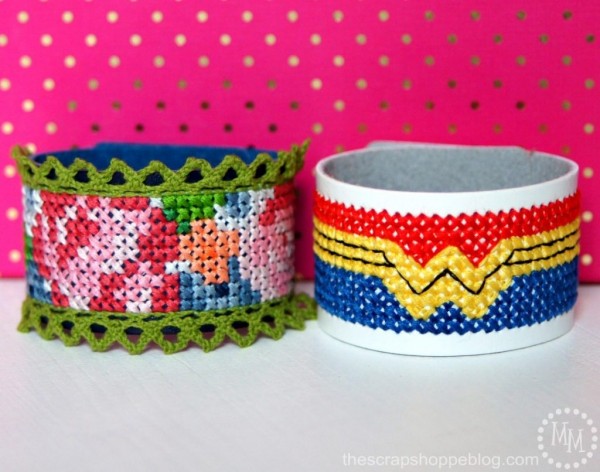 Cross Stitch leather cuffs