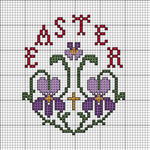 Easter flowers cross stitch pattern