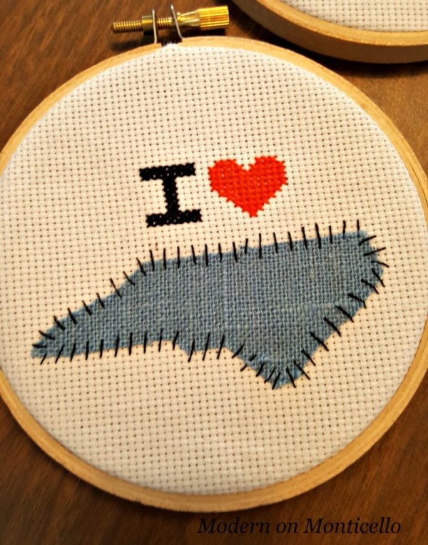 I heart my state cross-stitch project. 