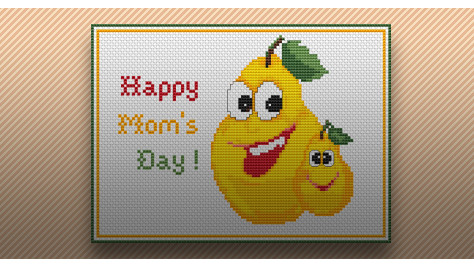 Mother's Day pears cross stitch pattern