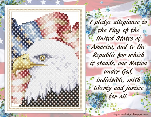 Eagle American flag cross stitch