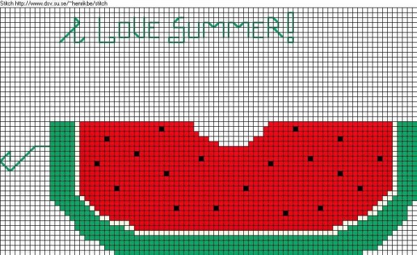 summer watermelon cross stitch pattern