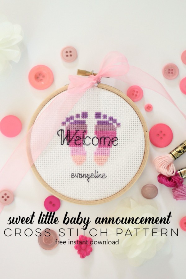 cross stitch birth announement