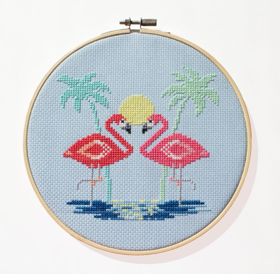 flamingo cross stitch