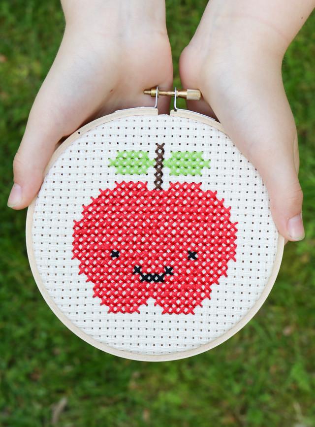 kawaii apple cross stitch