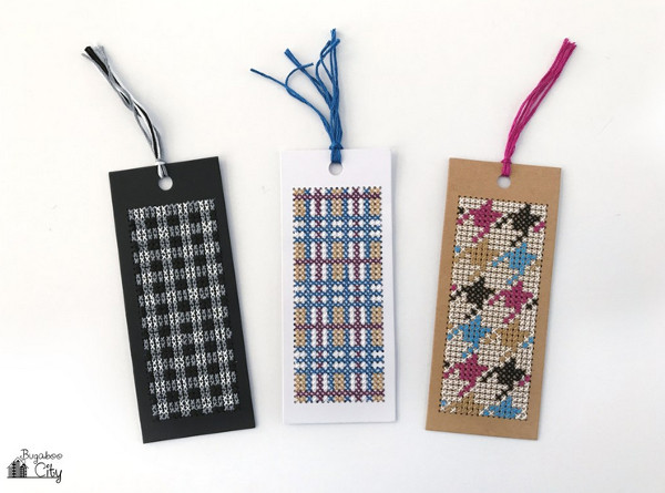 cross stitch bookmarks inspired by fabric