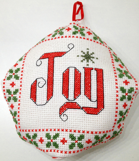 joy cross stitch ornament