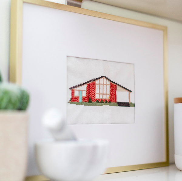 DIY cross stitched house