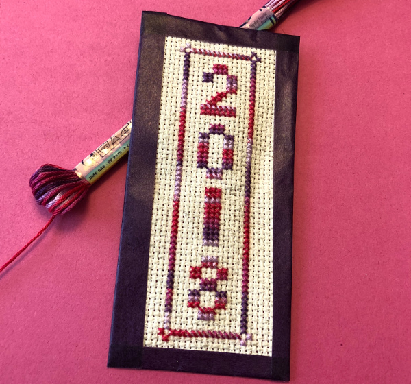 2018 stitched bookmark