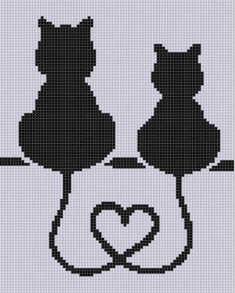 cat heart cross stitch pattern