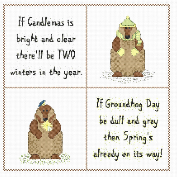 groundhog day cross stitch