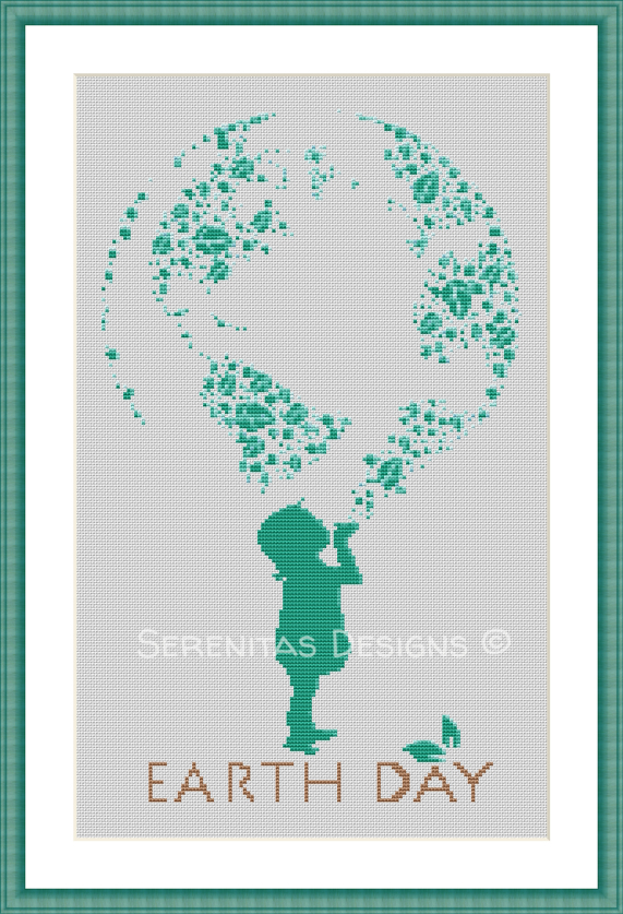 earth day cross stitch pattern