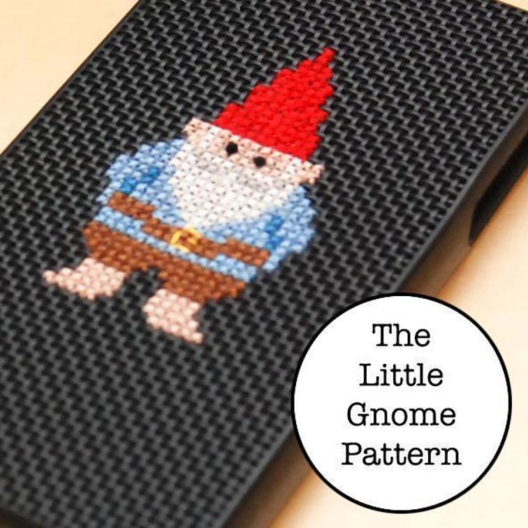 little gnome cross stitch phone holder pattern