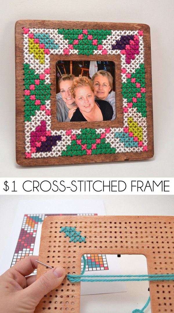 Cross Stitched Frame For Under $1 – Learn How – Cross-Stitch