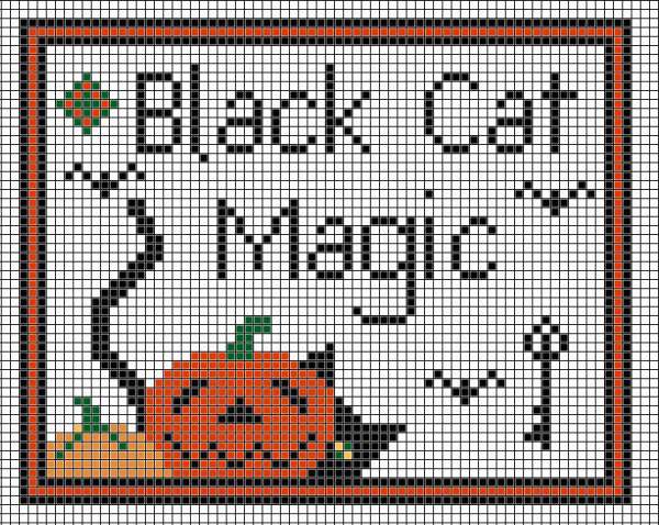 black cat magic cross stitch pattern