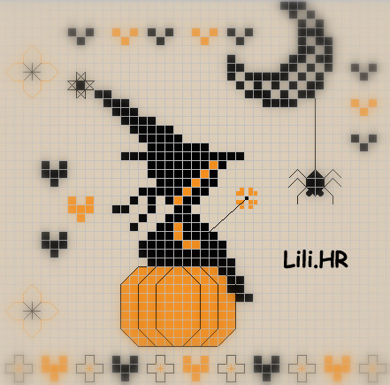 halloween witch cross stitch pattern