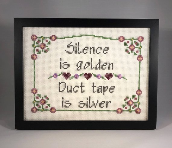 silence is golden cross stitch