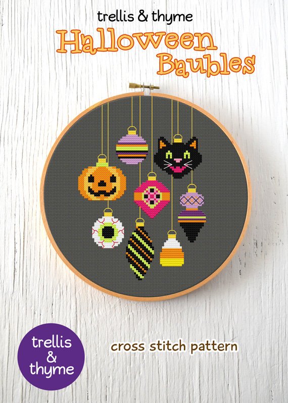 halloween baubles cross stitch