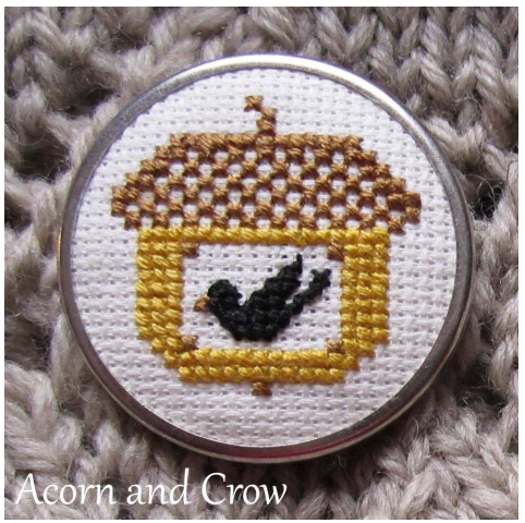 acorn and crow cross stitch