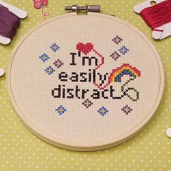 distracted cross stitch