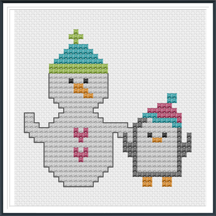 snowman and penguin cross stitch