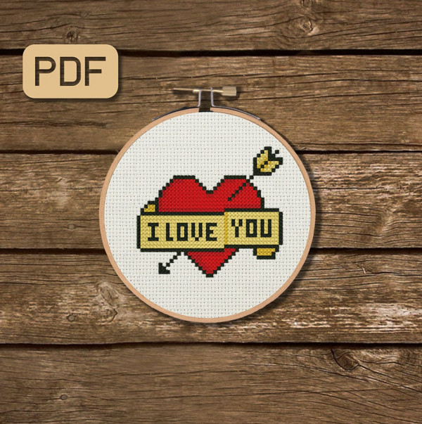 i love you tattoo cross stitch