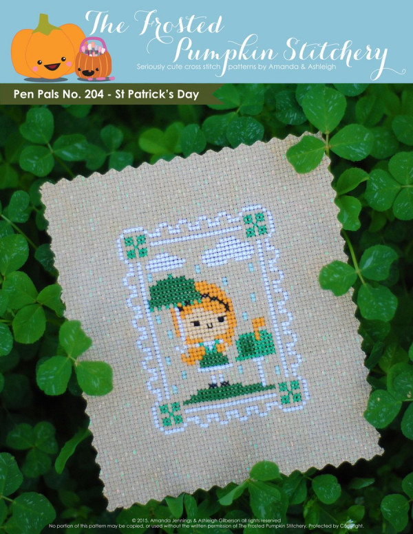 pen pals st. patrick's day cross stitch