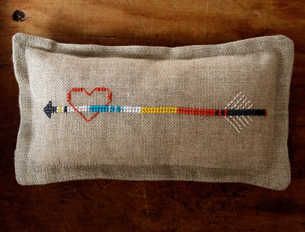 heart arrow stitched pincushion