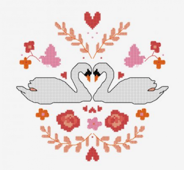 mirrored swan cross stitch