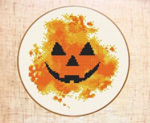 A Modern Halloween Jack o lantern Pumpkin Cross Stitch Pattern – Cross ...